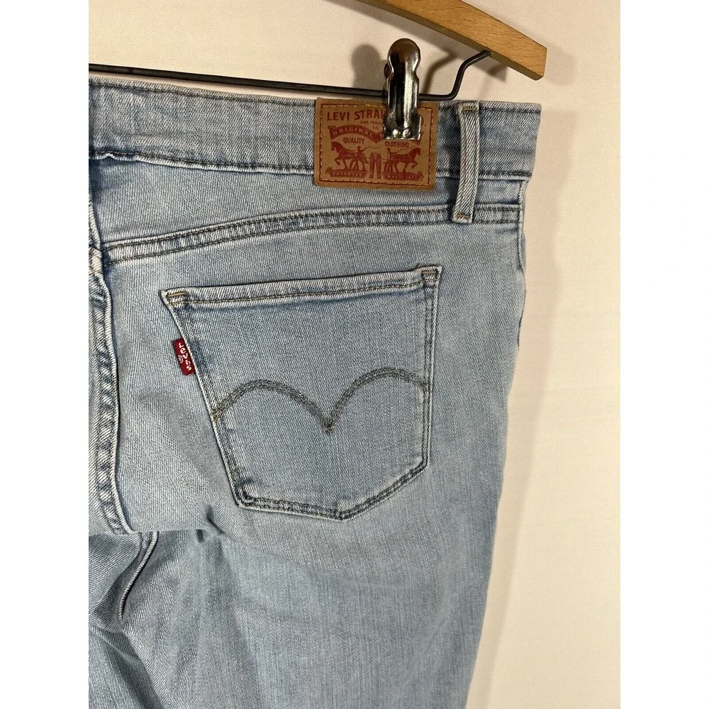 Levis 711 Skinny‎ Jeans Womens 31 Faded Light Blue Denim Red Tab